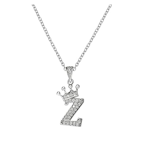 XNBZW 26 englische Buchstaben voller -Anhänger-Halskette für Frauen Silberne Strass-Halsketten AZ 26 Alphabet-Anfangshalsketten für Teenager-Mädchen Schmuck Orden Halskette (Z, One Size) von XNBZW