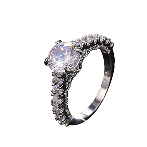 XNBZW Brilliant Multi Diamond Verlobungsring Frauen Exquisite Qualität Zirkonia Ring Ring Braut Ehering Schmuck Der Ringe Kartenspiel Geheimnisse Düsterwalds (Silver, 8) von XNBZW