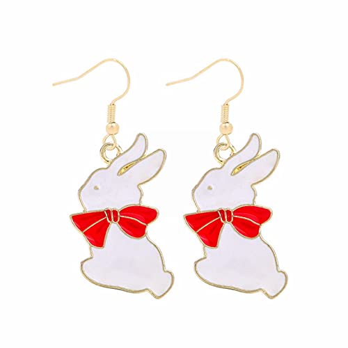 XNBZW Cartoon Niedliche Hase baumeln Kaninchen Ohrringe Frohe Ostern Ei Karotte Ohrring Ostern Ohrringe Cartoon Niedliche Kaninchen Ohrringe Ohrring Packs Ohrstecker und Creolen, rot, Einheitsgröße von XNBZW