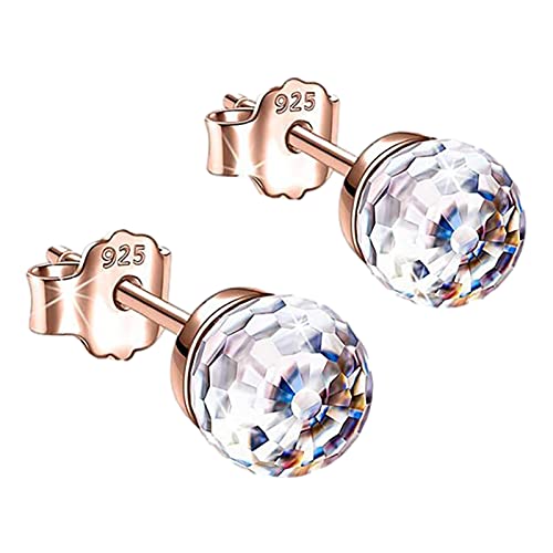 XNBZW Damen Geschenk für Damen Jubiläum Kristalle Weihnachten Geburtstag 6mm Ohrringe Ohrringe Zurück Für Ohrringe (Rose Gold, One Size) von XNBZW