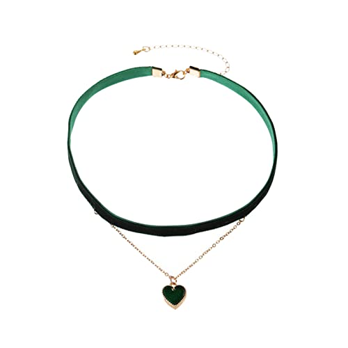 XNBZW Japan und Süd Personalisierte Hals Zubehör Schöne Flanell Stoff Halskette Weibliche Sinn Doppel Liebe Anhänger Choker Schlüsselbein Kette Einfache Halskette für Frauen, B, Einheitsgröße von XNBZW