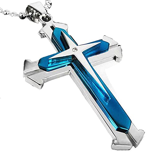 XNBZW Unisex Herren Edelstahl Anhänger Halskette Kette Broken Heart Anhänger, blau, Einheitsgröße von XNBZW