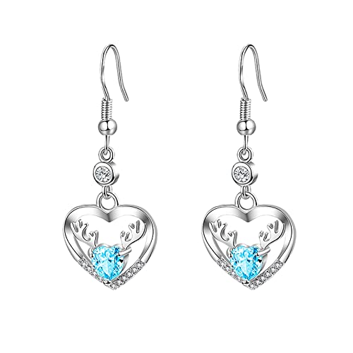 Zirkonia-Ohrringe Liebe & für Frauen -Feiertags-Ohrringe Weihnachtsgeweih-Haken-Mode-Ohrringe Maritim Ohrringe Damen (Blue, One Size) von XNBZW