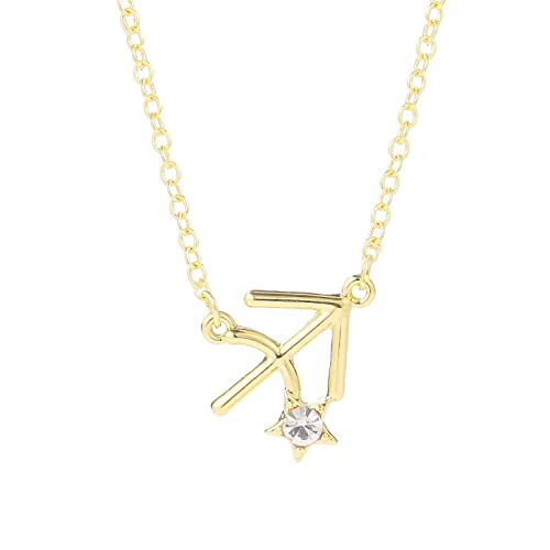 Zodiac Halskette Female 12 Constellation Jewelry Diamond Brown Card Strass Clavicle Chain Lederhalskette Herren Ohne Anhänger (I, One Size) von XNBZW