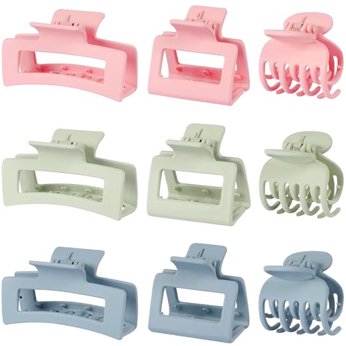 9 Stück Haarklammer Klauen Haarspangen,3 Stil Rutschfeste Haarklammern Matte Haarschmuck Haarstyling-Zubehör für Damen,Frauen,Mädchen für Dünnes Dickes Kleine Haar (Stil 3) von XNFIVE