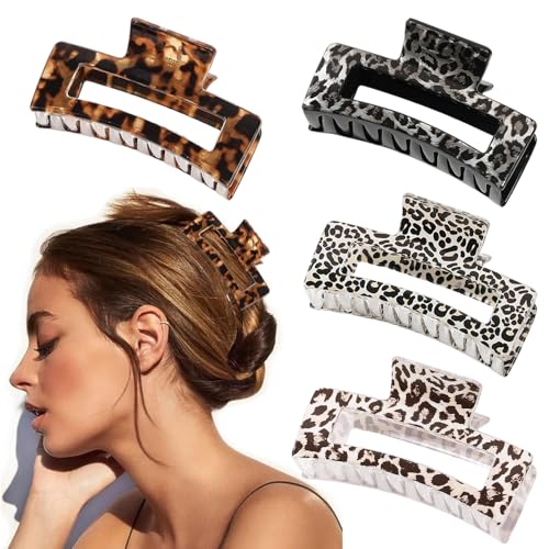Haarklammer für Damen,4 Stück 8.5cm Rechteckig Haarspange Rutschfester Haarspangen mit Leopardenmuster Kiefer Klemme Haarklammern Claw Clip Hair Clip Haar Accessoires für Frauen Langes Dickes Haar Haarklammer für Damen,4 Stück 8.5cm Rechteckig Haarspange Rutschfester Haarspangen mit Leopardenmuster Kiefer Klemme Haarklammern Claw Clip Hair Clip Haar Accessoires für Frauen Langes Dickes Haar von XNFIVE