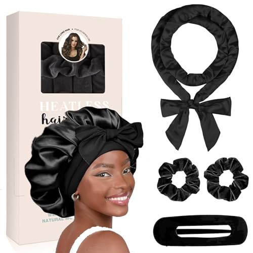 Satin Lockenwickler Ohne Hitze Set mit Schlafmütze, Scrunchies & Klammern,5PCS Heatless Curls Nachtwickel-Set für lange Wellen & alle Haartypen – Lockenroller-Stirnband für Frauen & Mädchen Satin Lockenwickler Ohne Hitze Set mit Schlafmütze, Scrunchies & Klammern,5PCS Heatless Curls Nachtwickel-Set für lange Wellen & alle Haartypen – Lockenroller-Stirnband für Frauen & Mädchen von XNFIVE