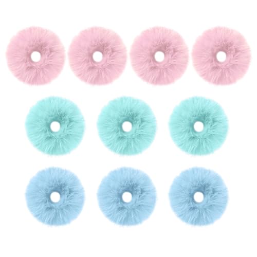 XNIVUIS 10 Stücke Haargummi Scrunchie, Plüsch Faux Kaninchenfell Haargummis, Scrunchies starker Halt für Mädchen & Damen, Baby Scrunchies Pferdeschwanz Haarschmuck Mädchen (Polychromatisch) von XNIVUIS