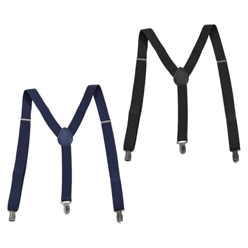 XNIVUIS 2 Stück Herren Hosenträger, Hosenträger für Herren breit Extra starken Clips, 3 Starken Clips, Elastisch und Längenverstellbar, Passt Alle Männer und Damen, Einheitsgröße (Schwarz, Marineblau) von XNIVUIS