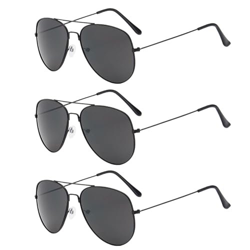 XNIVUIS 3 Stück Sonnenbrille Herren, Polarisiert Pilotenbrille, Fahrerbrille Polarisiert Damen Unisex, Metallrahmen Brille, Fahren Sonnenbrille Fahrerbrille Sportbrille für Fahren Angeln (Schwarz) von XNIVUIS