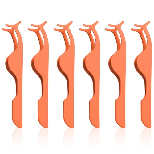 XNIVUIS 6 Stück Wimpernpinzette künstliche Wimpern-Applikator Wimpernzange Augenbrauenclip Wimpernpinzette Applikator Entferner Gebogene Wimpernpinzette Wimpern Clip Clip-Pinzette (Orange) von XNIVUIS