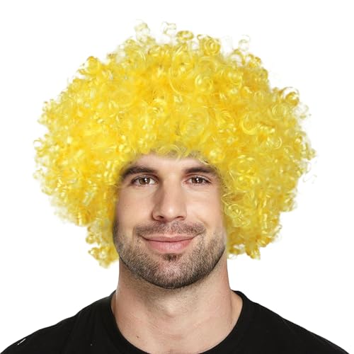 XNIVUIS Afroperücke Hair Lockenkopf Lockenperücke Lockenkopf Wig Herren Perücke Rasta Afroperücke Afro Perücke Afro Shaggy Perücke, Accessoire für Fasching Halloween und Karneval (Gelb) von XNIVUIS