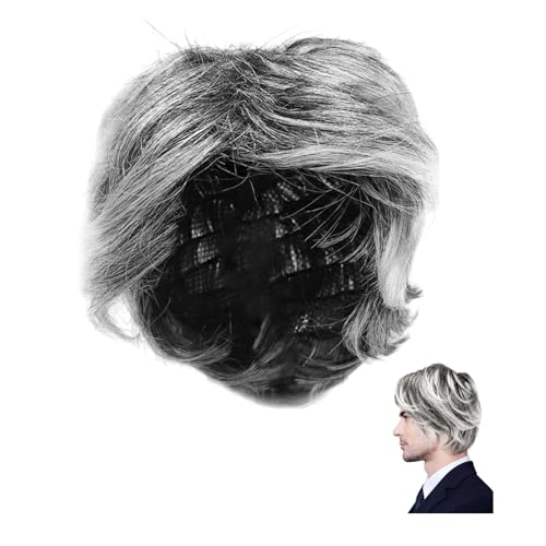 XNIVUIS Alter Mann Perücken Opa Perücken Opa Kostüm Herren Perücken Verrückter Wissenschaftler Professor Perücken Kostümperücken Opa Cosplay Zubehör für Halloween Karneval Party Bühnenauftritte(A) von XNIVUIS