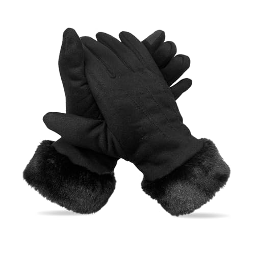 XNIVUIS Handschuhe Damen Winter Warm,Winter Warm Touchscreen Handschuhe,Handschuhe Warm,Ski Gloves with Cosy Liner für Kaltes Wetter für Outdoor Sports Skifahren Radfahren(Schwarz) von XNIVUIS