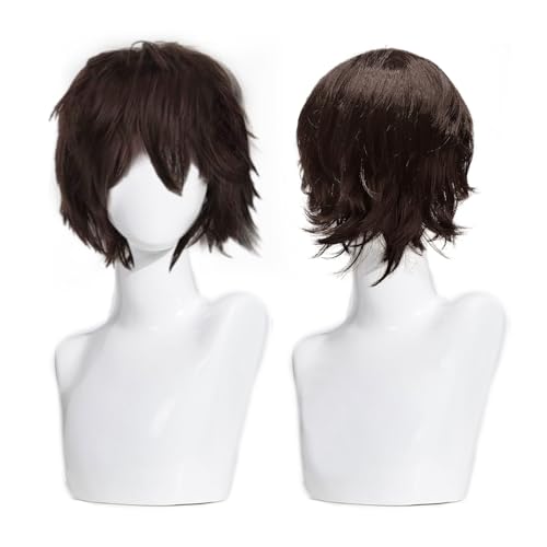 XNIVUIS Perücke Kurz Cosplay Anime Perücke 11.8 Zoll/30cm Männer Mit Kurzem Haar Unisex Anime Cosplay Wig Perücke Kurz Herren Cosplay Party Perücke Kurze Synthetische Perücke(Dunkelbraun) von XNIVUIS