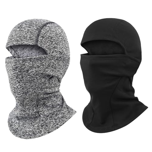 XNIVUIS Winter Skimaske für Unisex,Schwarz Grau Sturmhaube Thermo Balaclava für Outdoorsports,Winddicht Warme Gesichtsmaske,Kaltes Wetter Thermische Fleece Kapuze für Motorrad Radfahren(2 PCS) von XNIVUIS