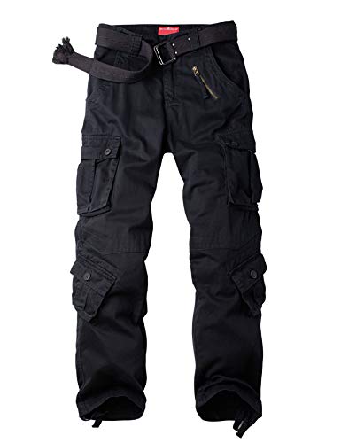 XNMAYA Cargohose für Damen, schnelltrocknend, lässig, Militär, Armee, Camouflage, Arbeit, Freizeithose mit Taschen, Schwarz, 40 von XNMAYA