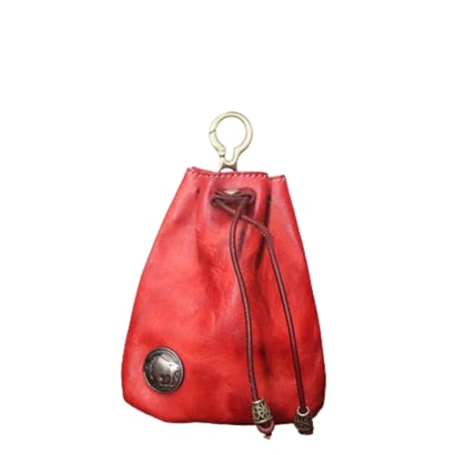 Handmade Cowhide Retro Storage Bag, Retro Ladies' Sachet, Mini Key Bag, Card Bag, Coin Purse, Storage Bag, Simple First Layer Cowhide Vegetable Tanned Leather (red) von XNMPZXTI