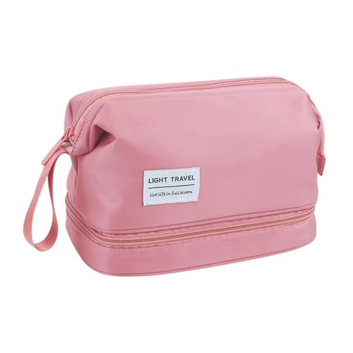 Tragbare Schminktasche Kulturbeutel, Wash Pouch Make Up Tasche Kosmetiktasche, Multifunktions Reise Kosmetiktasche Waschtasche Für Damen Und Mädchen (Rosa) von XNSHUN