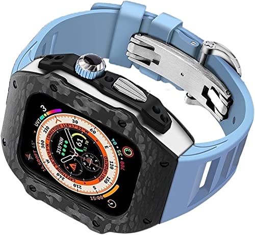 XNWKF Gehäuse und Verschluss aus Karbonfaser und Titanlegierung, für Apple Watch Ultra 49 mm, 45 mm, 44 mm, Uhrenarmband, Edelstahl-Uhrenabdeckung, Uhrenarmband, Schnalle, Ersatzzubehör, 44mm, Achat von XNWKF