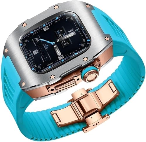 XNWKF Titan-Uhrengehäuse und Fluorkautschuk-Uhrenarmband, Mod-Kit, für Apple Watch SE 6, 7, 8, 40 mm, 41 mm, Ersatz-Abdeckband, iWatch, DIY, Sport, Gummi-Uhrenarmband, 40 mm, Achat von XNWKF