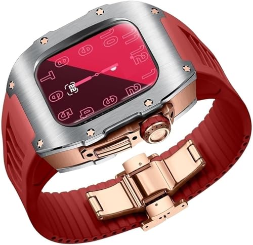 XNWKF Titan-Uhrengehäuse und Fluorkautschuk-Uhrenarmband, Mod-Kit, für Apple Watch SE 6, 7, 8, 40 mm, 41 mm, Ersatz-Abdeckband, iWatch, DIY, Sport, Gummi-Uhrenarmband, 41 mm, Achat von XNWKF