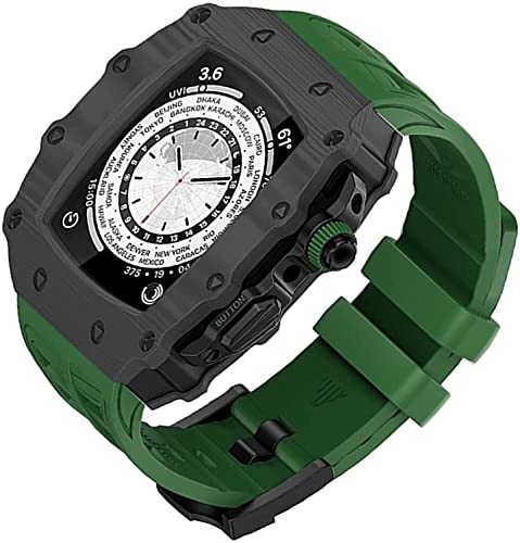 XNWKF Uhrengehäuse aus Karbonfaser, für Apple Watch 8, 7, 45 mm, Fluorkautschuk, RM-Mod-Kit, Armbandrahmen-Modifikationsset, für iWatch 6, 5, 4, SE, 44 mm, For 44mm, Achat von XNWKF