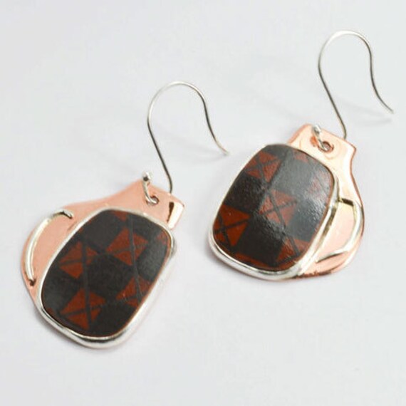 Herbst Gemusterte Silber & Kupfer Ohrringe von XOCU