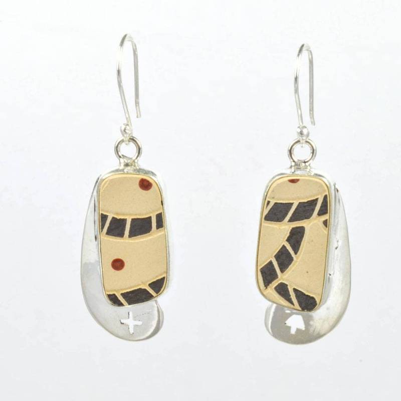 Mata Ortiz Beige Silber Ohrringe von XOCU