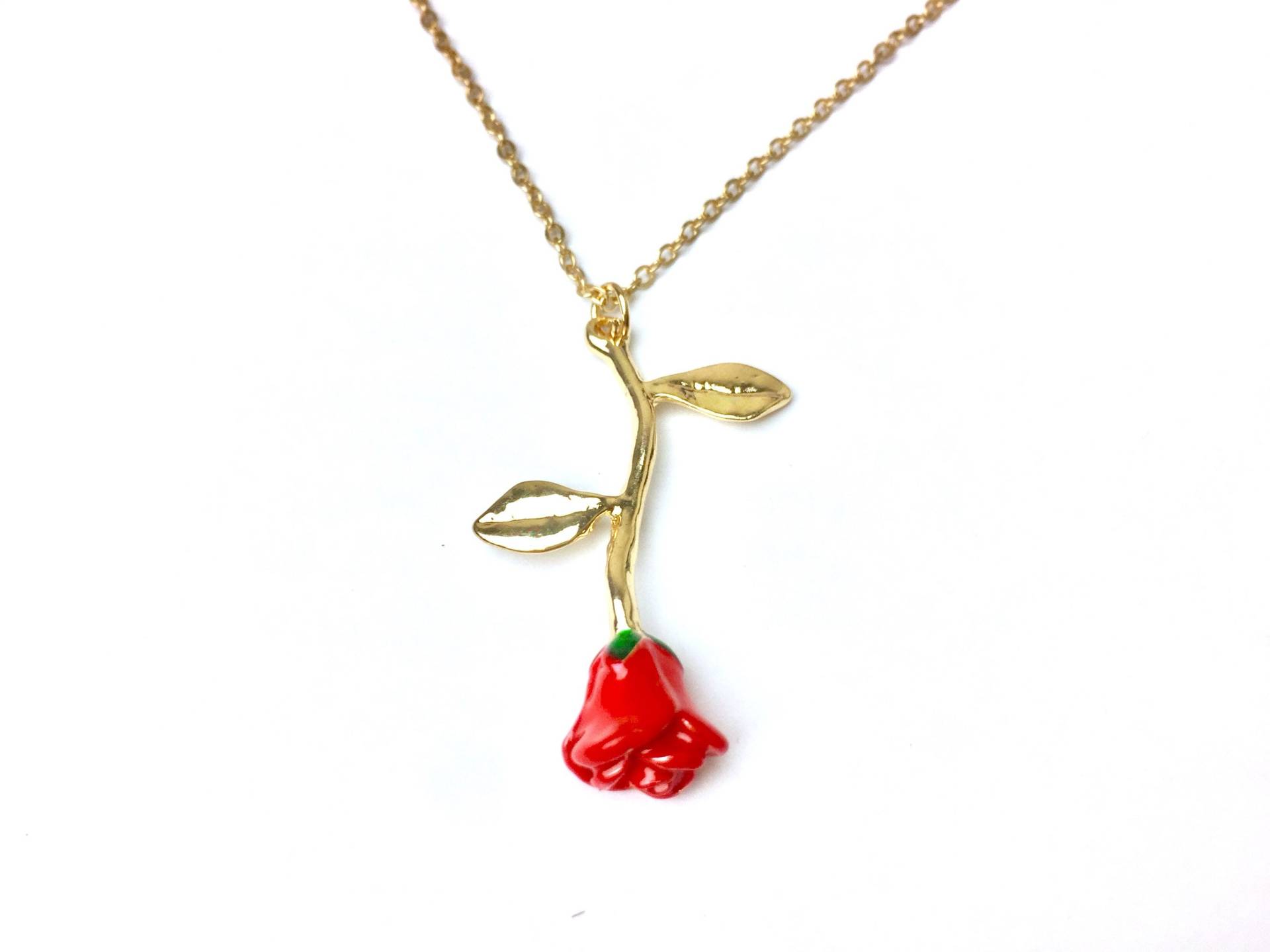 Beauty & The Beast Rose Verzauberte Rote Halskette Gold, Silber, Roségold Personalisiertes Geschenk Für Frauen, Halsketten Frauen Beauty & The Beast Rose Verzauberte Rote Halskette Gold, Silber, Roségold Personalisiertes Geschenk Für Frauen, Halsketten Frauen von XOCustomJewelryGifts