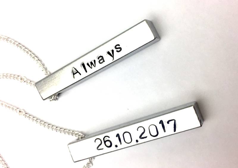 Personalisierte Halsketten Für Männer Am Valentinstag - Bar Halskette Frauen Datum, Immer Sterling Silber Kette von XOCustomJewelryGifts