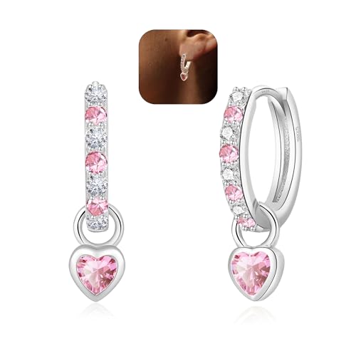 XOEMEL Ohrringe Silber 925 für Damen Creolen Silber 925 Klein mit Zirkonia Ohrringe Herz Hängend Hypoallergen Mini Creolen Gold für Frauen XOEMEL Ohrringe Silber 925 für Damen Creolen Silber 925 Klein mit Zirkonia Ohrringe Herz Hängend Hypoallergen Mini Creolen Gold für Frauen von XOEMEL