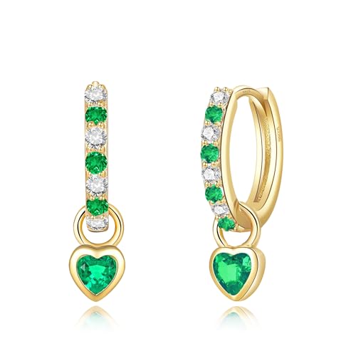 XOEMEL Ohrringe Silber 925 für Damen Creolen Silber 925 Klein mit Zirkonia Ohrringe Herz Hängend Hypoallergen Mini Creolen Gold für Frauen von XOEMEL