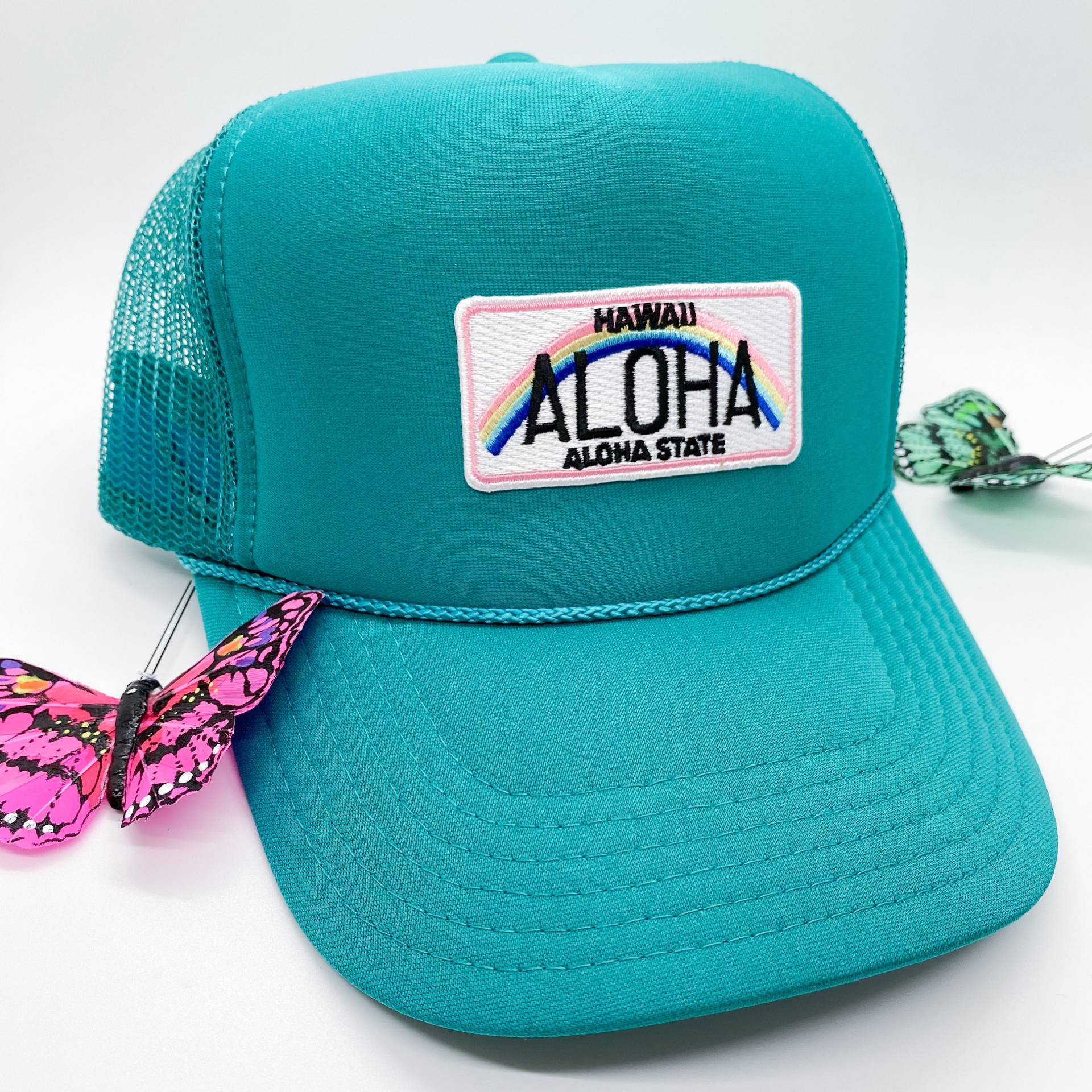 Aloha Patch Trucker Hut | Sommer-Patch-Hut Smiling Hat Schaum Mesh Unisex Ball Cap Baseball Mütze von XOKendallCo