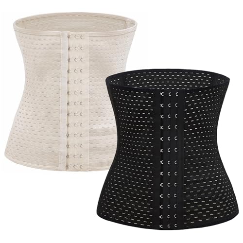 XOPOZON 2 Stück Korsett Damen Bauchweg Waist Trainer Damen Bauchweggürtel Damen Corset Top Damen 3-reihige Haken Corsage Damen Das Corset optimiert den Bereich um Taille Hüfte und Bauch sichtbar (XXL) von XOPOZON