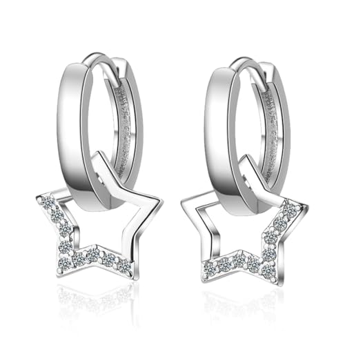 XOUDKE Ohrringe Silber Creolen With Moon And Star Drop, Tropfen Ohrringe For Women Silber Creolen Damen Hypoallergenic Jewelry Ohrringe Hängend SilberFor Girls and Men 2PCS XOUDKE Ohrringe Silber Creolen With Moon And Star Drop, Tropfen Ohrringe For Women Silber Creolen Damen Hypoallergenic Jewelry Ohrringe Hängend SilberFor Girls and Men 2PCS von XOUDKE
