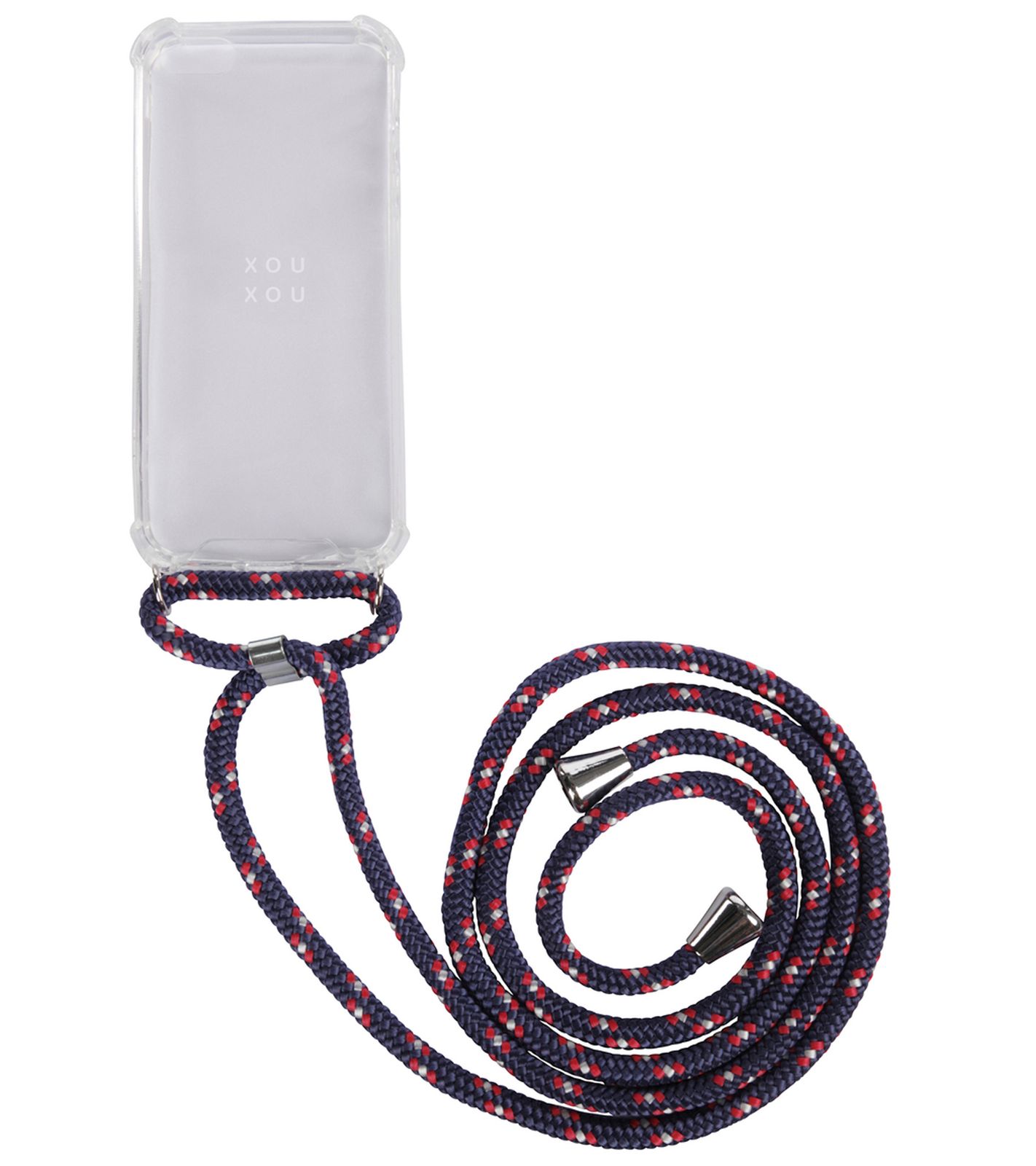 XOUXOU Berlin Handykette für iPhone 7 Plus / 8 Plus Smartphone-Zubehör Crossbody-Riemen Navy/Rot/Weiß von XOUXOU