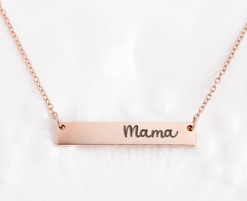 Anpassbare Personalisierte Bar Halskette, Rose Gold Bar Ihre Benutzerdefinierte Wörter, Zitat, Vers, Silber, Gelbgold von XOXOandcompany