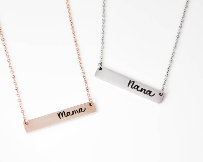 Anpassbare Personalisierte Bar Halskette, Rose Gold Bar Ihre Benutzerdefinierte Wörter, Zitat, Vers, Silber, Gelbgold von XOXOandcompany