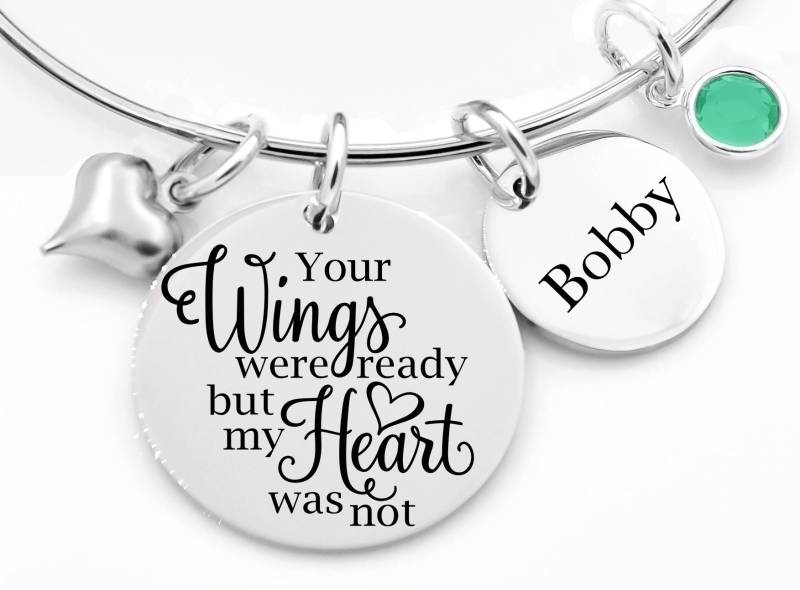 Denkmal Armband, Erinnerung Schmuck, Ihre Flügel Waren Bereit, Aber Mein Herz War Nicht, Armreif, Verlust Von Geliebten Menschen von XOXOandcompany