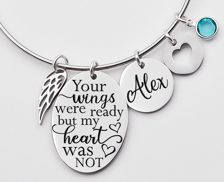 Denkmal Armband, Erinnerung Schmuck, Ihre Flügel Waren Bereit, Aber Mein Herz War Nicht, Armreif, Verlust Von Geliebten Menschen von XOXOandcompany