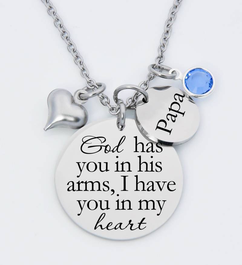 Denkmal-Halskette, Halskette Erinnerung, Gott Hat Sie in Seinen Armen Ich Habe Dich Mein Herz, Mutter, Vater, Kind von XOXOandcompany