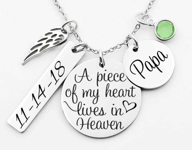 Ein Stück Meines Herzens Lebt Im Himmel, Papa, Mama, Personalisierbare Erinnerungskette, Sympathiegeschenk, Verlust Geliebter Menschen von XOXOandcompany
