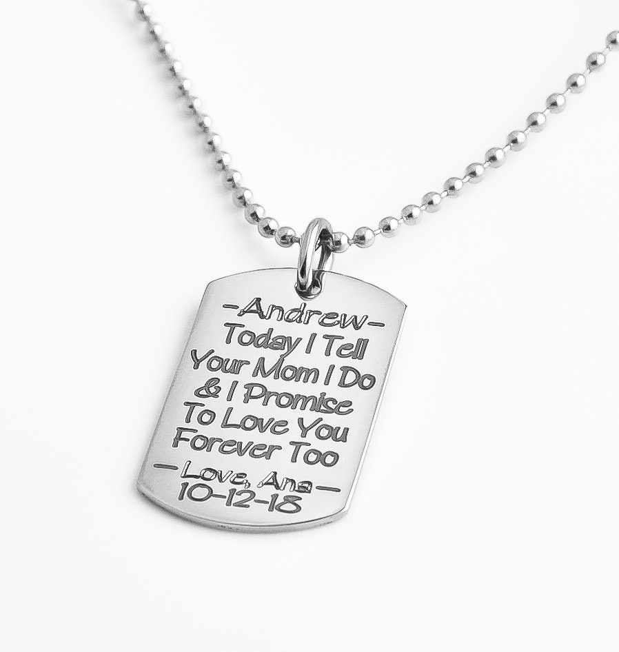 Hochwertige Halskette Oder Schlüsselanhänger, Stiefkind, Personalisierte Dog Tag Halskette, Stiefsohn Today I Give Your Dad Do, Hochzeitsgeschenk von XOXOandcompany