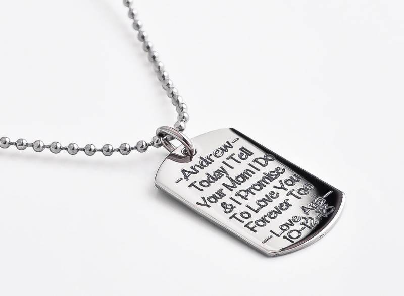 Hochwertiger Schlüsselanhänger, Stiefkind, Personalisierte Benutzerdefinierte Hundemarke Halskette, Schritt Sohn Heute Sage Ich Ihrem Vater, Dass von XOXOandcompany