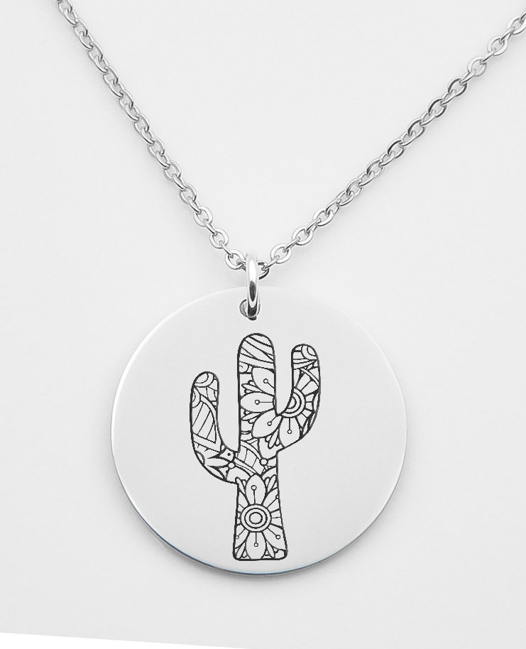 Hohe Qualität-Halskette, Kaktus-Blumen-Edelstahl-Halskette, Arizona, Kaktus, Saguaro-Kaktus, Niedliche Halskette, Geschenk Für Freund von XOXOandcompany