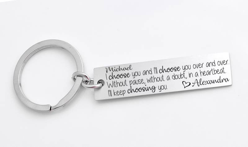 Ich Wähle Sie Schlüsselanhänger, Jahrestag Schlüsselanhänger Für Frau Oder Mann, Geschenk Frau, Hochzeitsgeschenk von XOXOandcompany