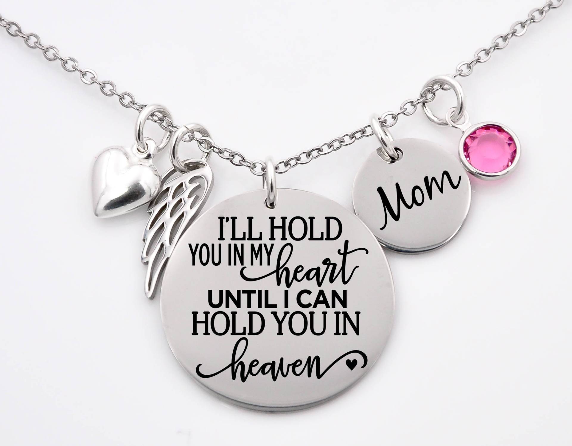 Ich Werde Dich in Meinem Herzen Halten, Bis Ich Im Himmel Halten Kann, Papa, Mama, Anpassbare Erinnerungskette, Verlust Geliebter Menschen, Mama von XOXOandcompany