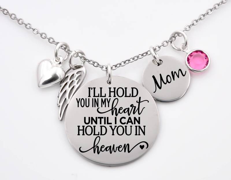 Ich Werde Dich in Meinem Herzen Halten, Bis Ich Im Himmel Halten Kann, Papa, Mama, Anpassbare Erinnerungskette, Verlust Geliebter Menschen, Mama von XOXOandcompany