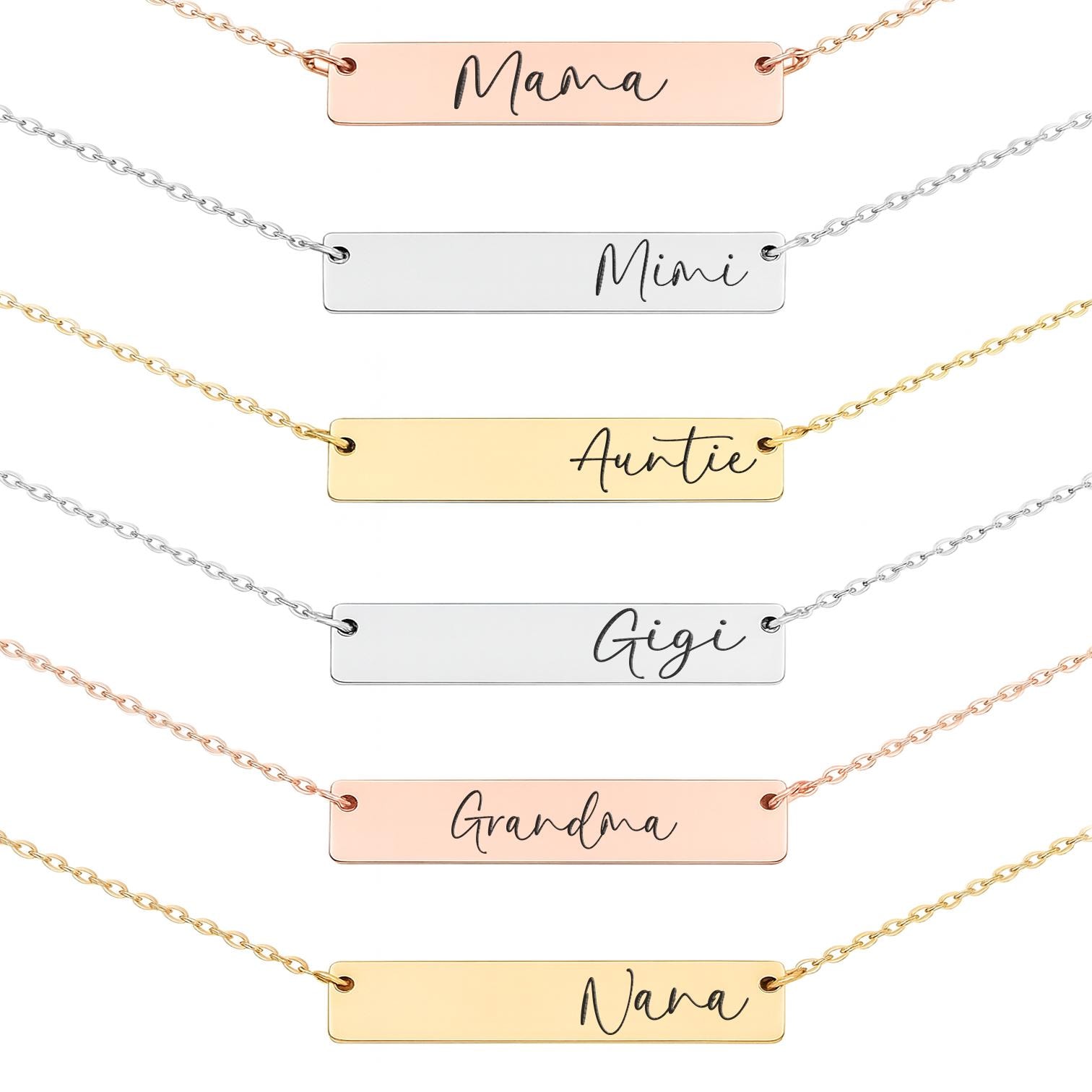Personalisierte Namenskette, Stabkette, Reck, Mama, Tante, Gigi, Oma, Nana, Mimi Geschenk von XOXOandcompany